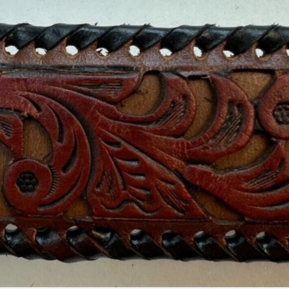 Wrangler Men's Full Grain Leather Belt Size 34 Brown/Black Color New - Picture 6 of 8